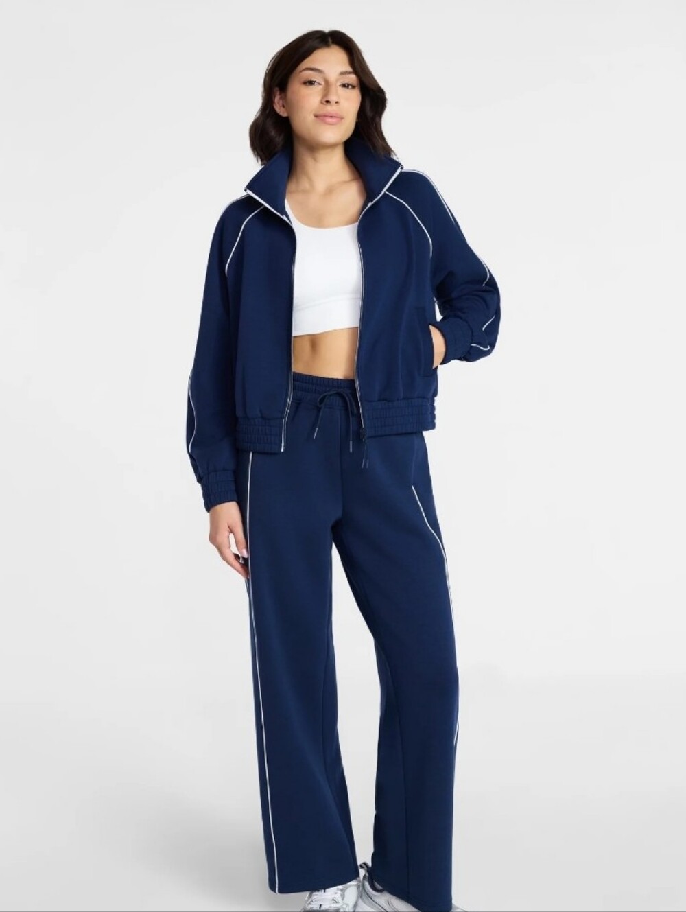 Avia Blue Cove Double Knit Jacket with White Trim - Picture 10 of 15
